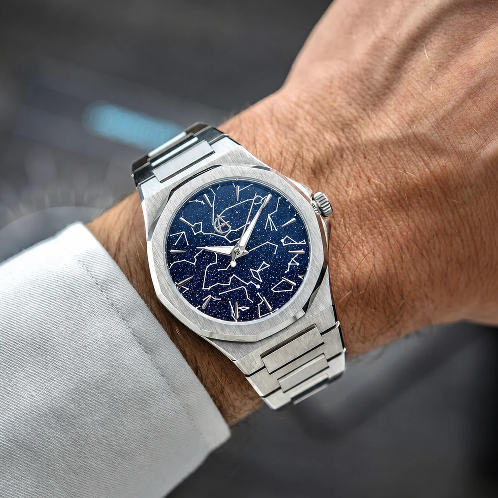 Blue Aventurine dial in Natural Grade 5 Titanium on Titanium Bracelet