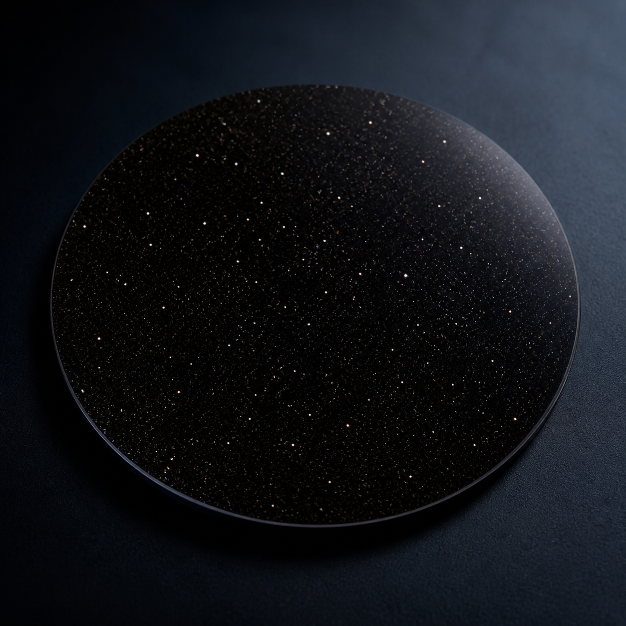 Blank black aventurine dial blank before pad printing, with no hands, indices or artwork