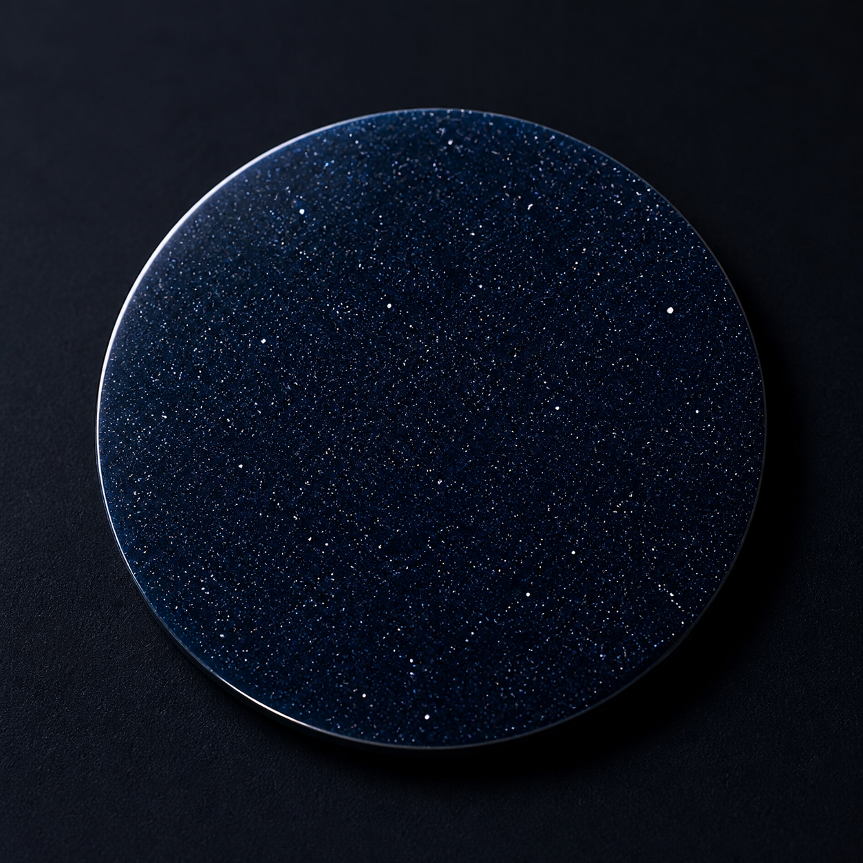 Blank blue aventurine dial blank before pad printing, with no hands, indices or artwork