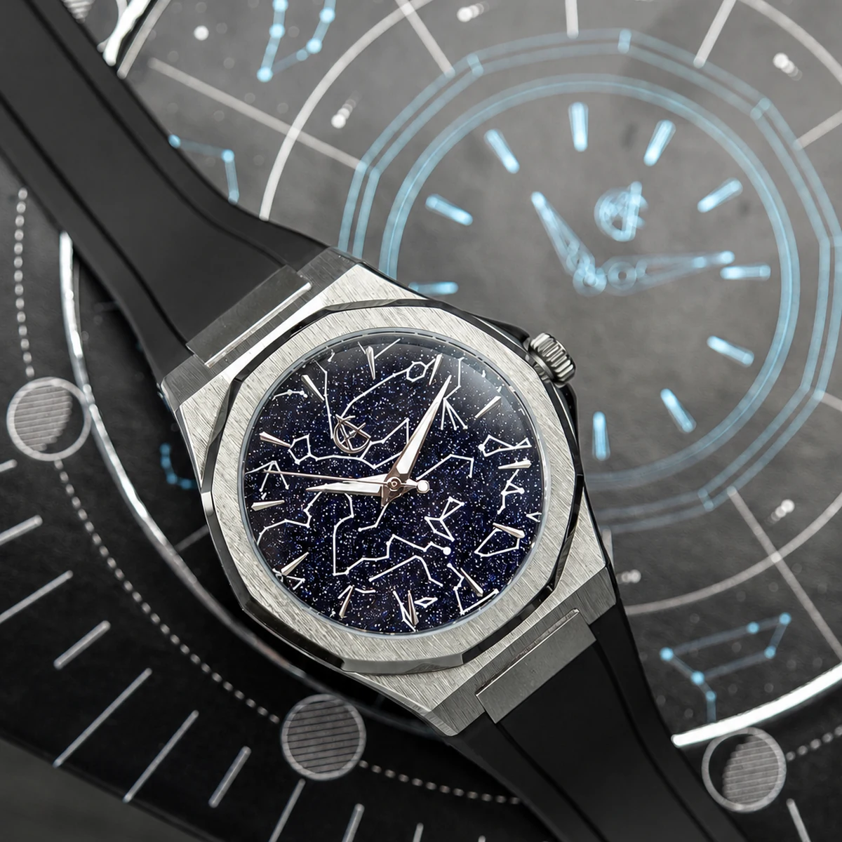 Black FKM Rubber Strap with Natural Titanium hardware