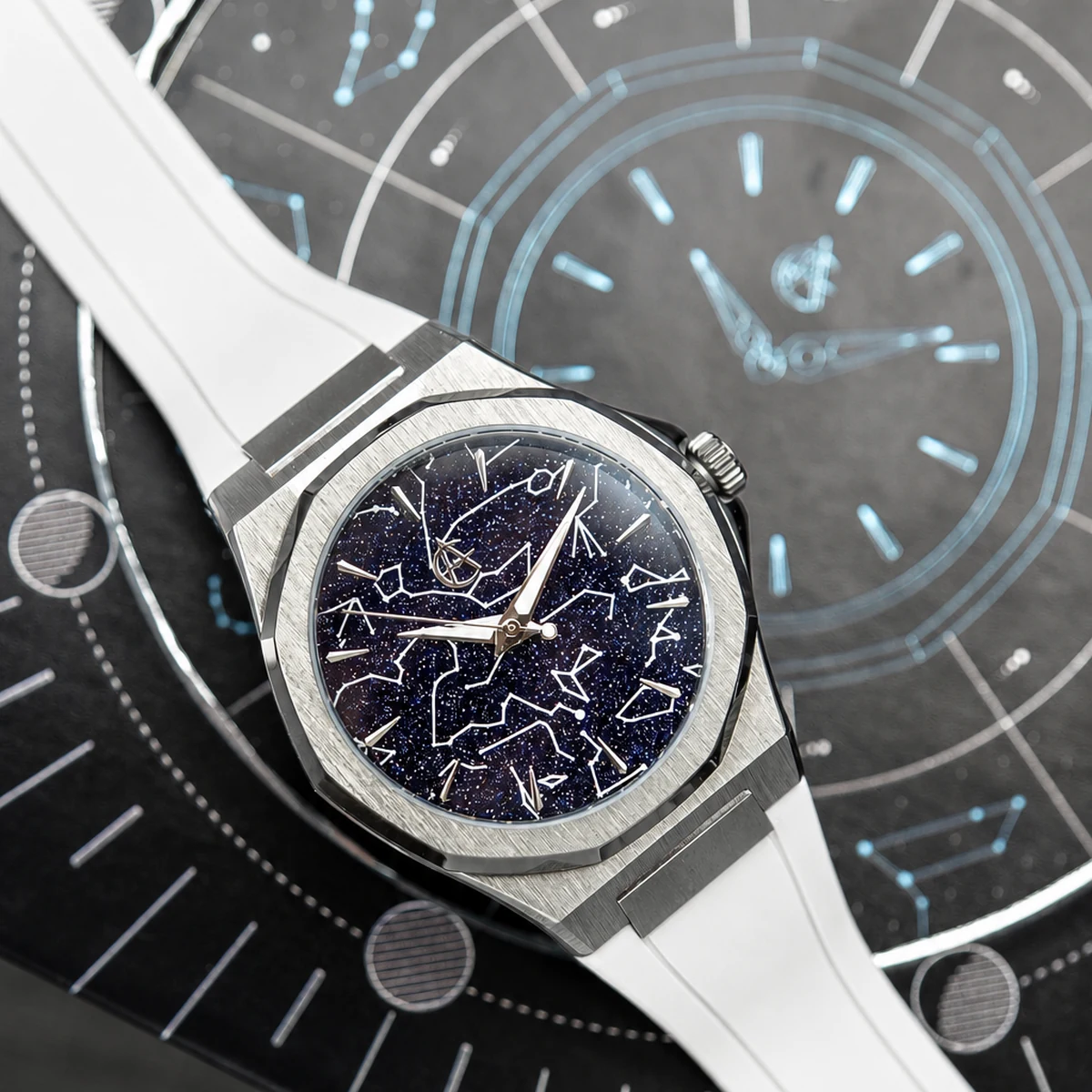 White FKM Rubber Strap with Natural Titanium hardware